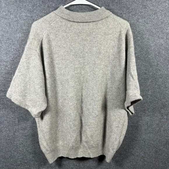 Woods & Gray Women's 100% Cashmere Short Sleeve Polo Sweater Light Gray XL - Picture 2 of 7